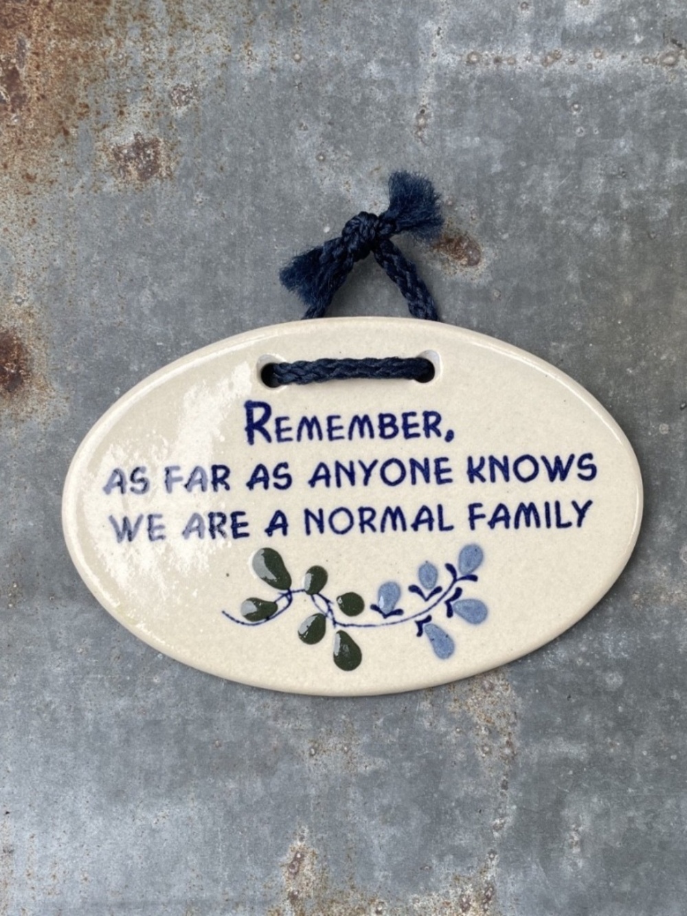 Mountain Meadow Pottery "Family" charming, funny Wall Ceramic Plaque